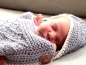 Preview: Bio-Babyfußsack dünn, handgestrickt aus Bio-Merinowolle, GOTS-zertifiziert, mulesing-frei